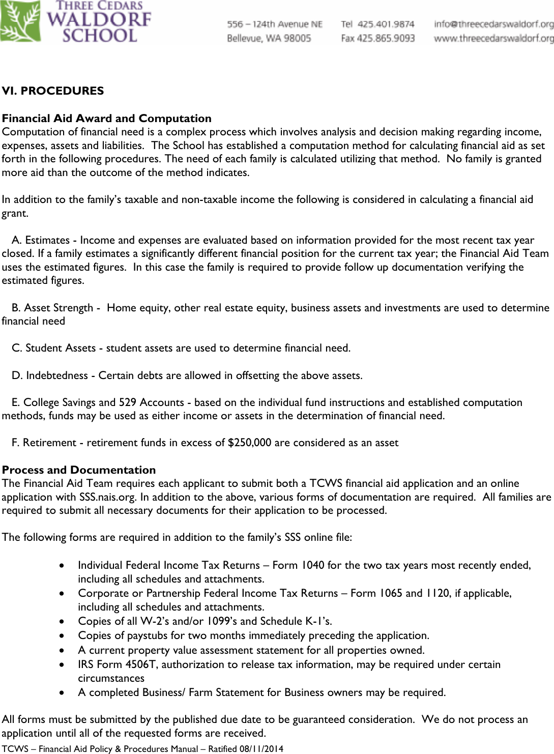 Page 4 of 8 - TCWS Financial Aid Policy And Procedures Manual 08112014 TCWS-Financial-Aid-Policy-and-Procedures-Manual-08112014