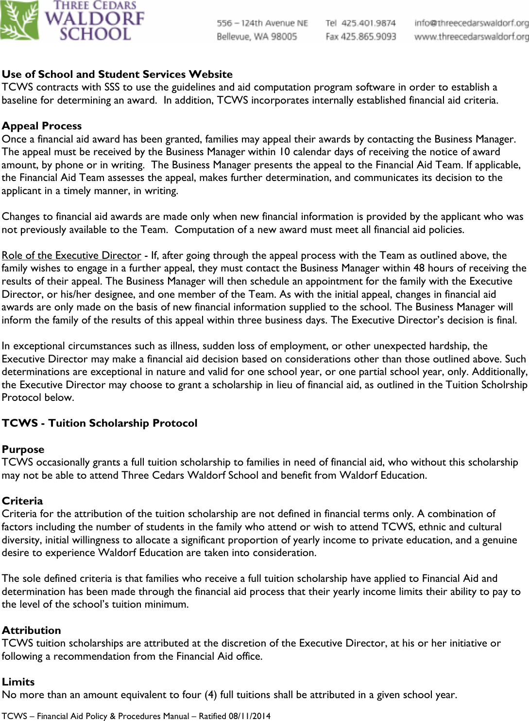 Page 5 of 8 - TCWS Financial Aid Policy And Procedures Manual 08112014 TCWS-Financial-Aid-Policy-and-Procedures-Manual-08112014