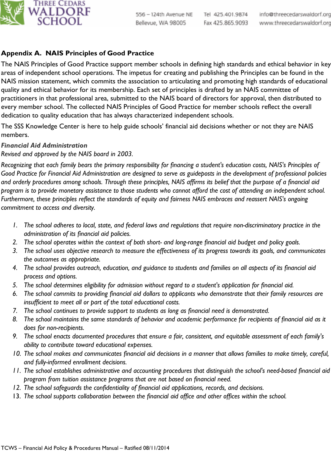 Page 7 of 8 - TCWS Financial Aid Policy And Procedures Manual 08112014 TCWS-Financial-Aid-Policy-and-Procedures-Manual-08112014