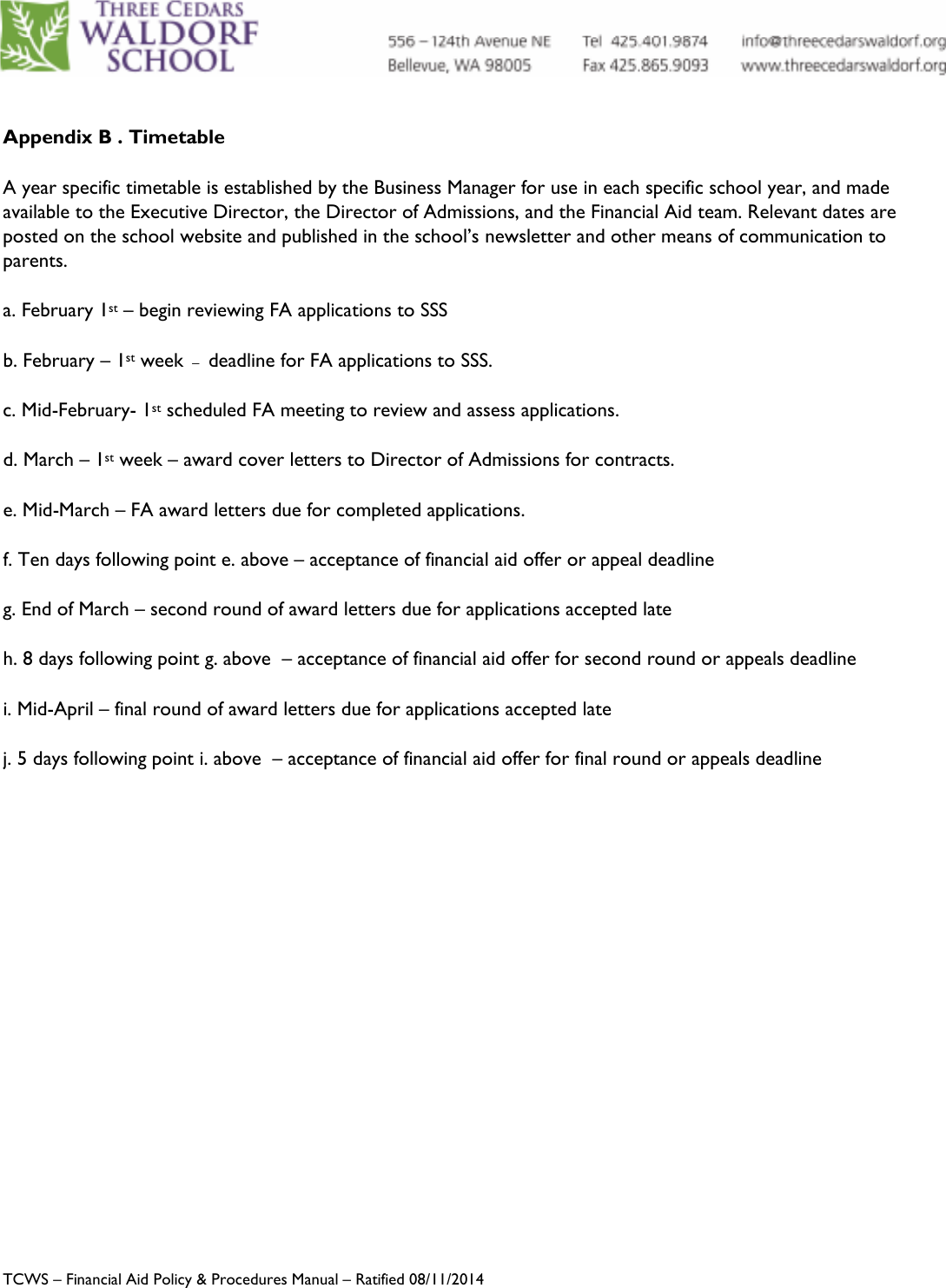 Page 8 of 8 - TCWS Financial Aid Policy And Procedures Manual 08112014 TCWS-Financial-Aid-Policy-and-Procedures-Manual-08112014