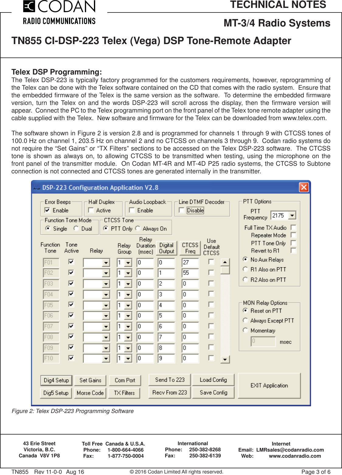 Page 3 of 6 - TN855-11 Telex DSP-223 TN855 CI-DSP-223 (Vega) DSP Tone-Remote Adapter TN855-11-Telex-DSP-223-1