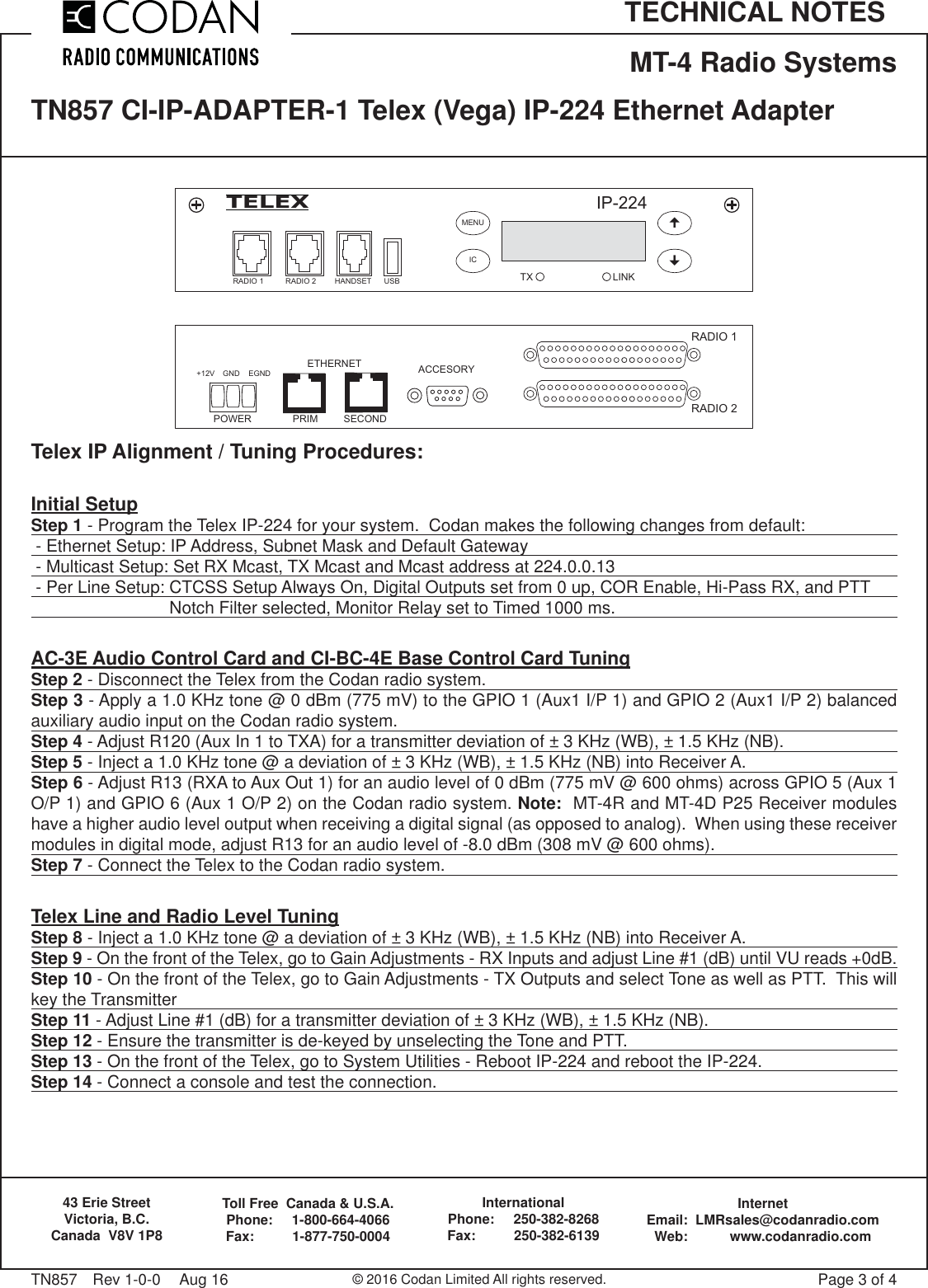 Page 3 of 4 - TN857-1 Telex IP-224 TN857 CI-IP-ADAPTER-1 (Vega) Ethernet Adapter TN857-1-Telex-IP-2242