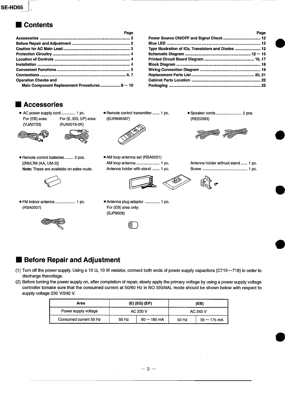 Technics SEHD 55 Service Manual