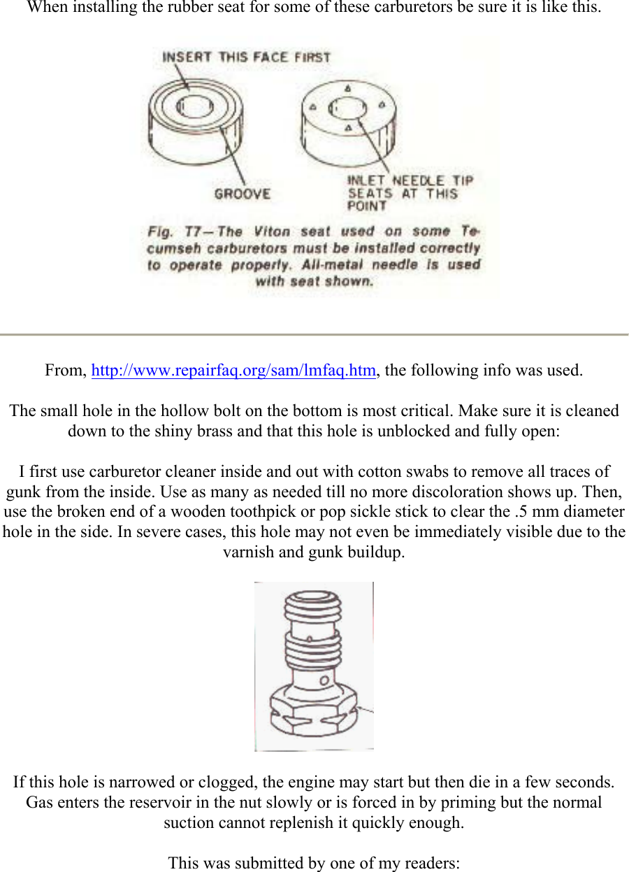 Page 3 of 6 - Tecumseh Carburetor Repair And Governor Adjustment & Guide