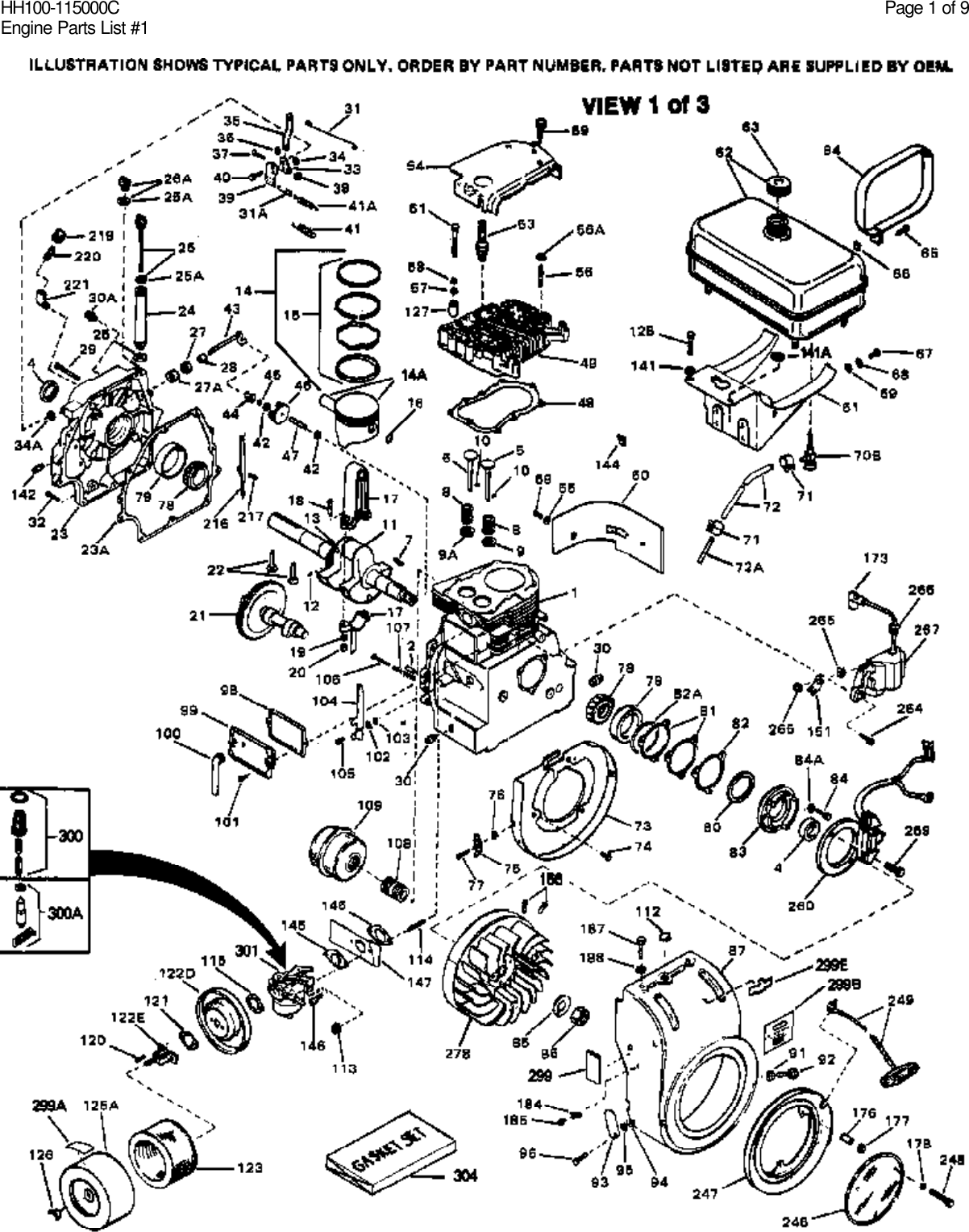 Page 1 of 9 - Diagram And/or PartsList Tecumseh HH100-115000C Parts List