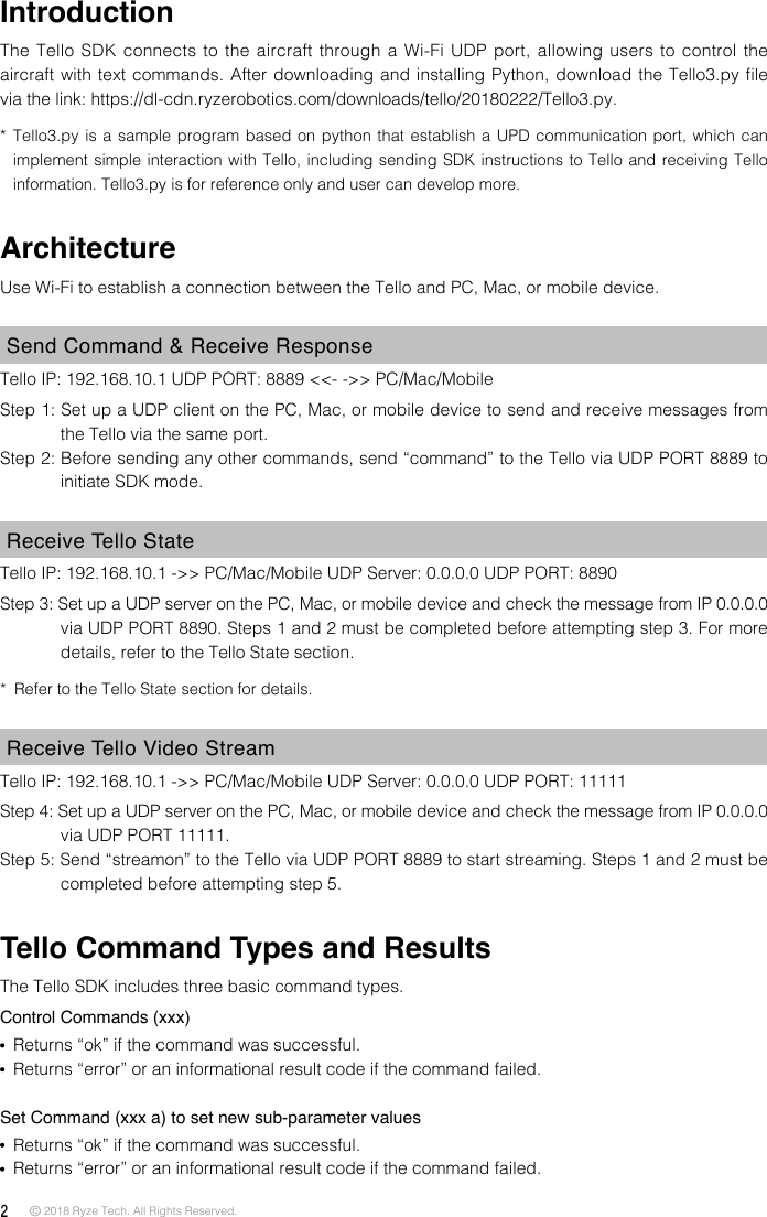 tello sdk 2.0