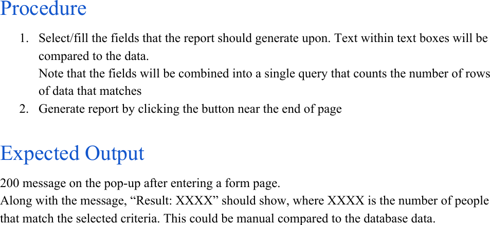 Ing Instructions For Report Generation