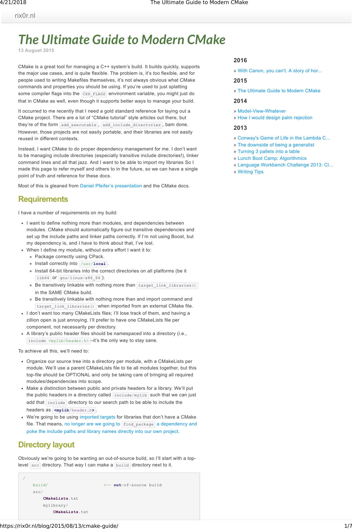 Page 1 of 7 - The Ultimate Guide To Modern CMake