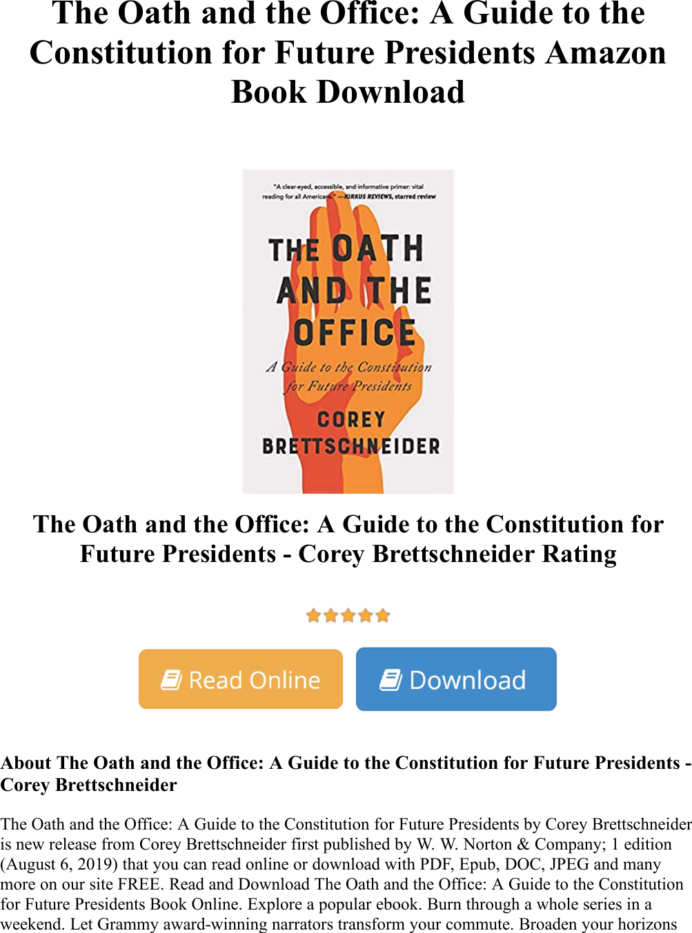 Page 1 of 2 - The Oath And Office: A Guide To Constitution For Future Presidents - Corey Brettschneider Amazon Book The-Oath-and-the-Office-A-Guide-to-the-Constitution-for-Future-Presidents
