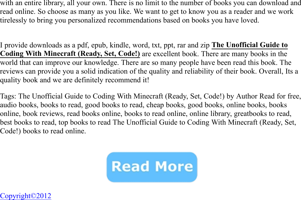 Page 2 of 2 - The Unofficial Guide To Coding With Minecraft (Ready, Set, Code!) - Álvaro Scrivano,Sue Downing Read For Free Book  The-Unofficial-Guide-to-Coding-With-Minecraft-Ready-Set-Code