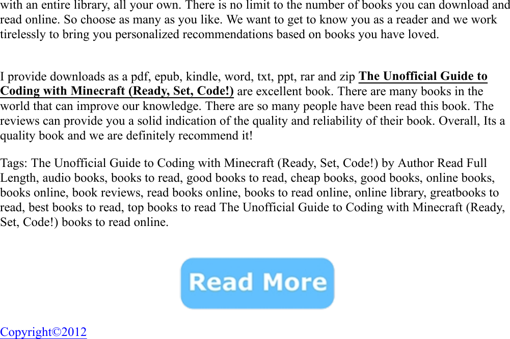 Page 2 of 2 - The Unofficial Guide To Coding With Minecraft (Ready, Set, Code!) - Álvaro Scrivano,Sue Downing Read Full Length Book  The-Unofficial-Guide-to-Coding-with-Minecraft-Ready-Set-Code
