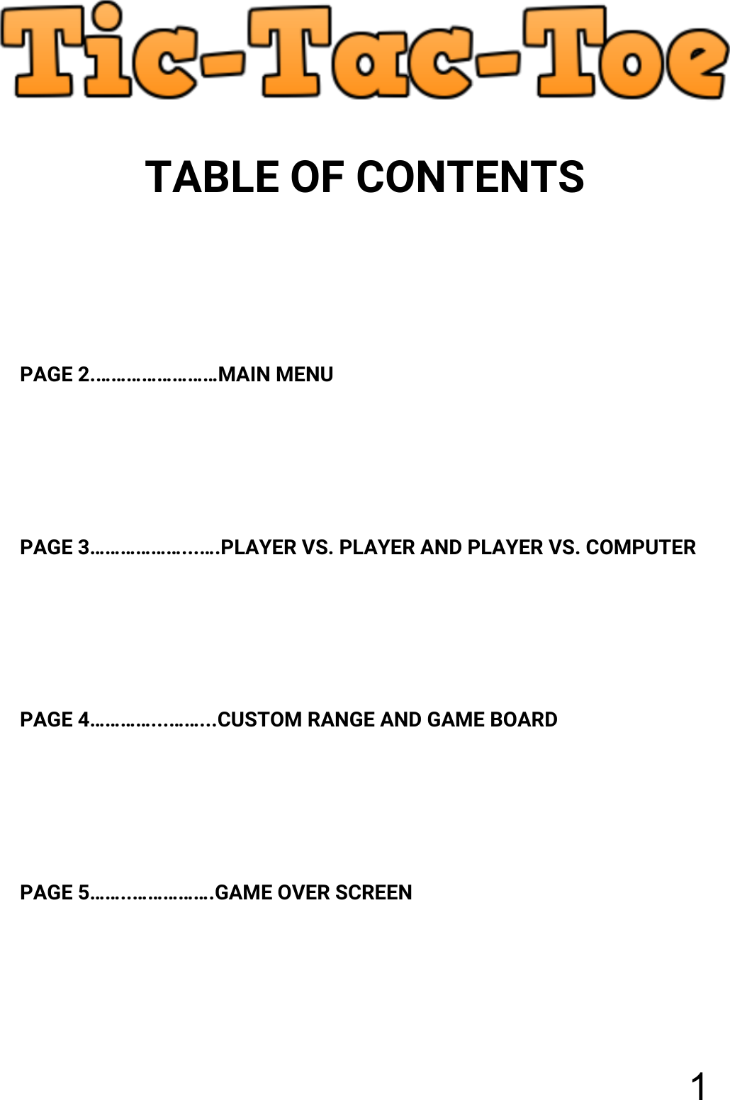 Page 2 of 6 - Tic Tac Toe Manual