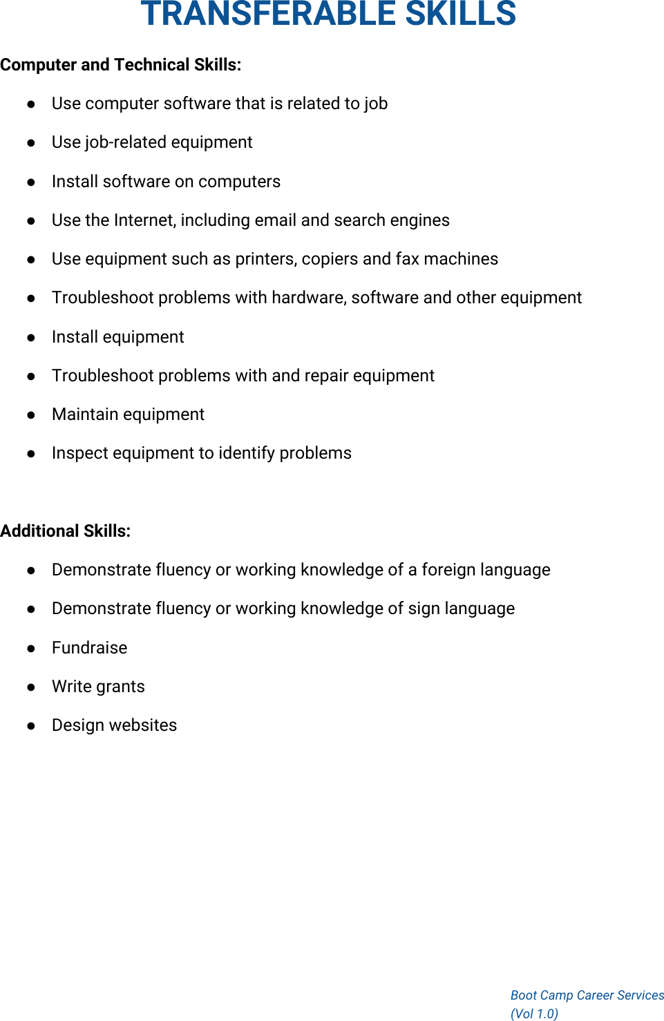 Page 5 of 5 - Transferable Skills Guide