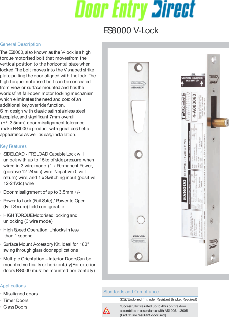 Page 1 of 2 - Trimec ES8000 Data Sheet