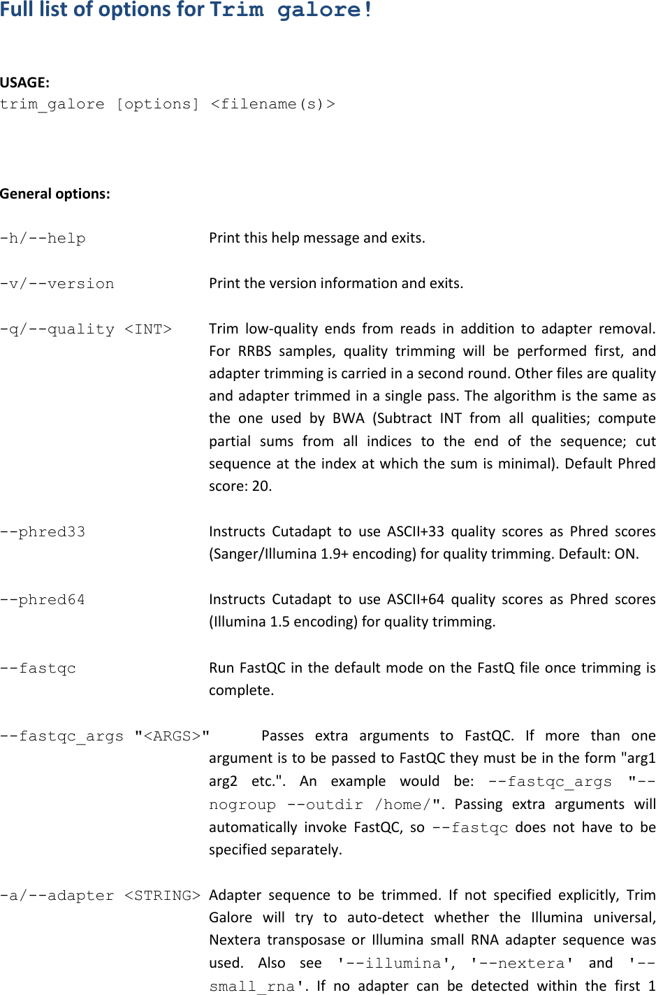 Page 5 of 12 - Trim Galore User Guide V0.4.0