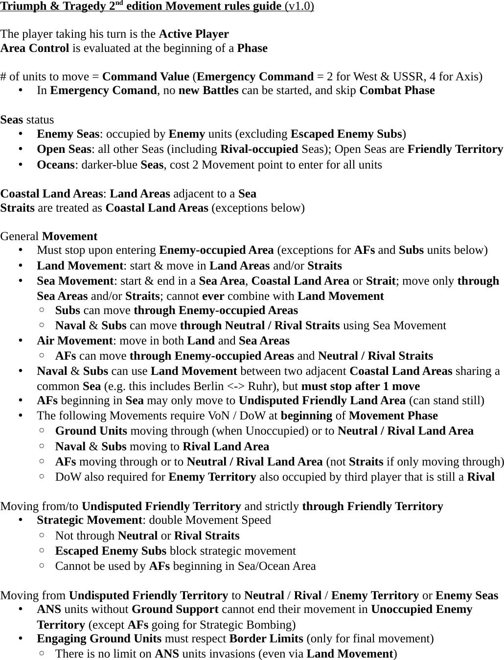 Page 1 of 2 - Triumph And Tragedy Movement Rules Guide V1