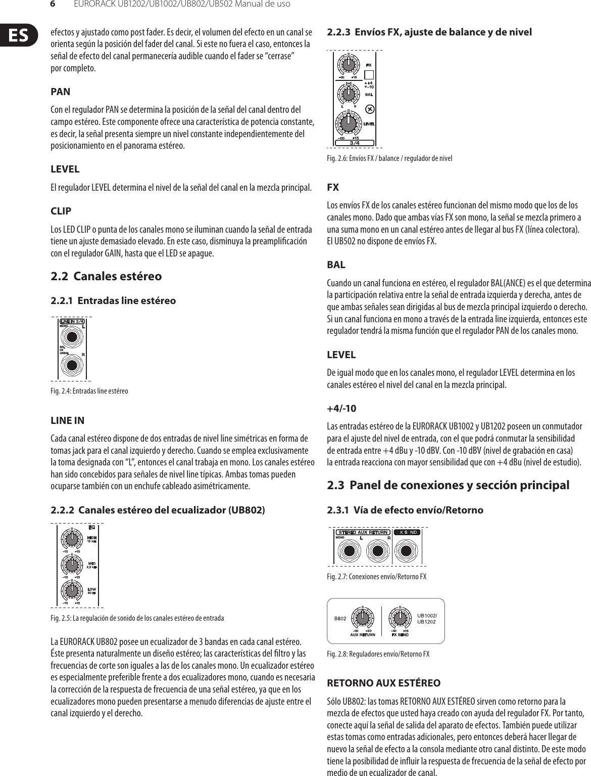 Page 6 of 12 - EURORACK UB1202 / UB1002 UB802 UB502 Behringer User Manual (Spanish) M ES