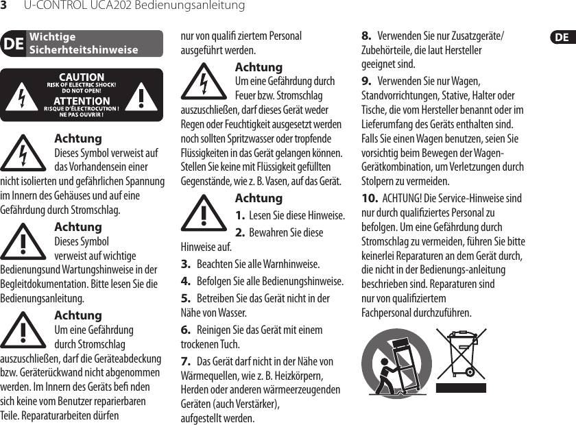 Page 3 of 12 - UCA202_P0484_M_DE Behringer UCA202 User Manual (German) P0484 M DE