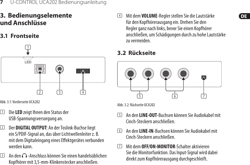 Page 7 of 12 - UCA202_P0484_M_DE Behringer UCA202 User Manual (German) P0484 M DE
