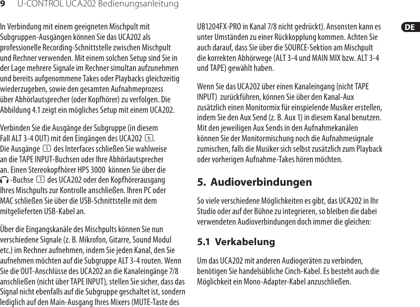 Page 9 of 12 - UCA202_P0484_M_DE Behringer UCA202 User Manual (German) P0484 M DE