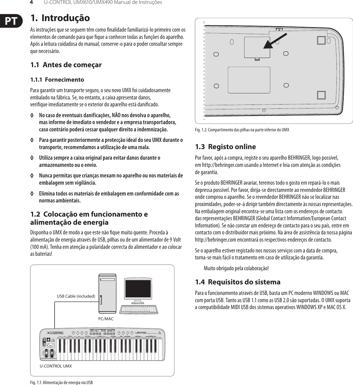 Page 4 of 10 - U-CONTROL UMX610/UMX490 Behringer UMX490 User Manual (Portuguese) UMX610 M PT