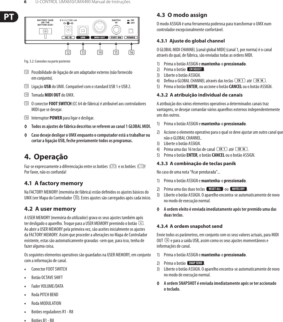 Page 6 of 10 - U-CONTROL UMX610/UMX490 Behringer UMX490 User Manual (Portuguese) UMX610 M PT