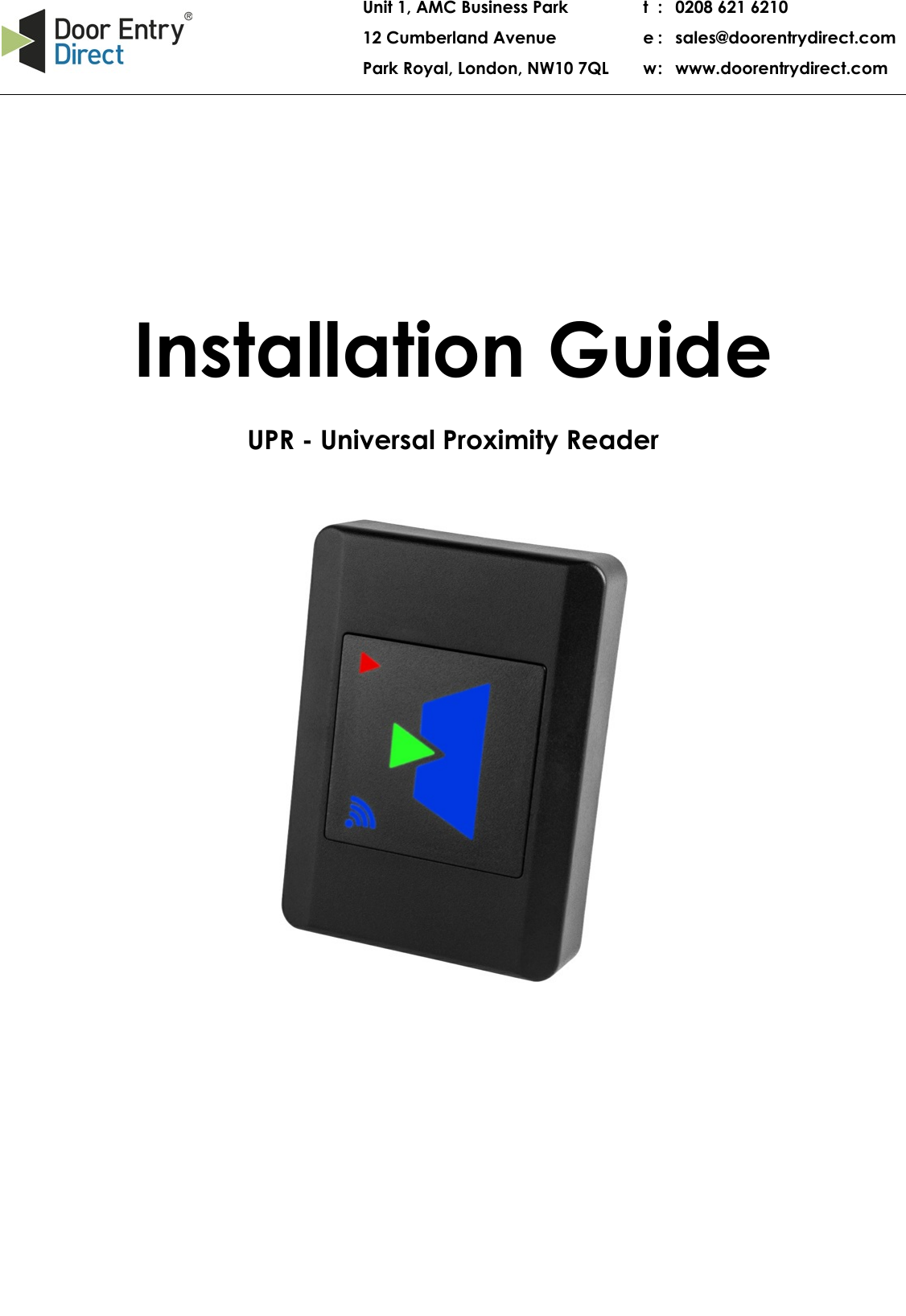 Page 1 of 4 - INDUPRIG UPR_installation_guide UPR Installation Guide