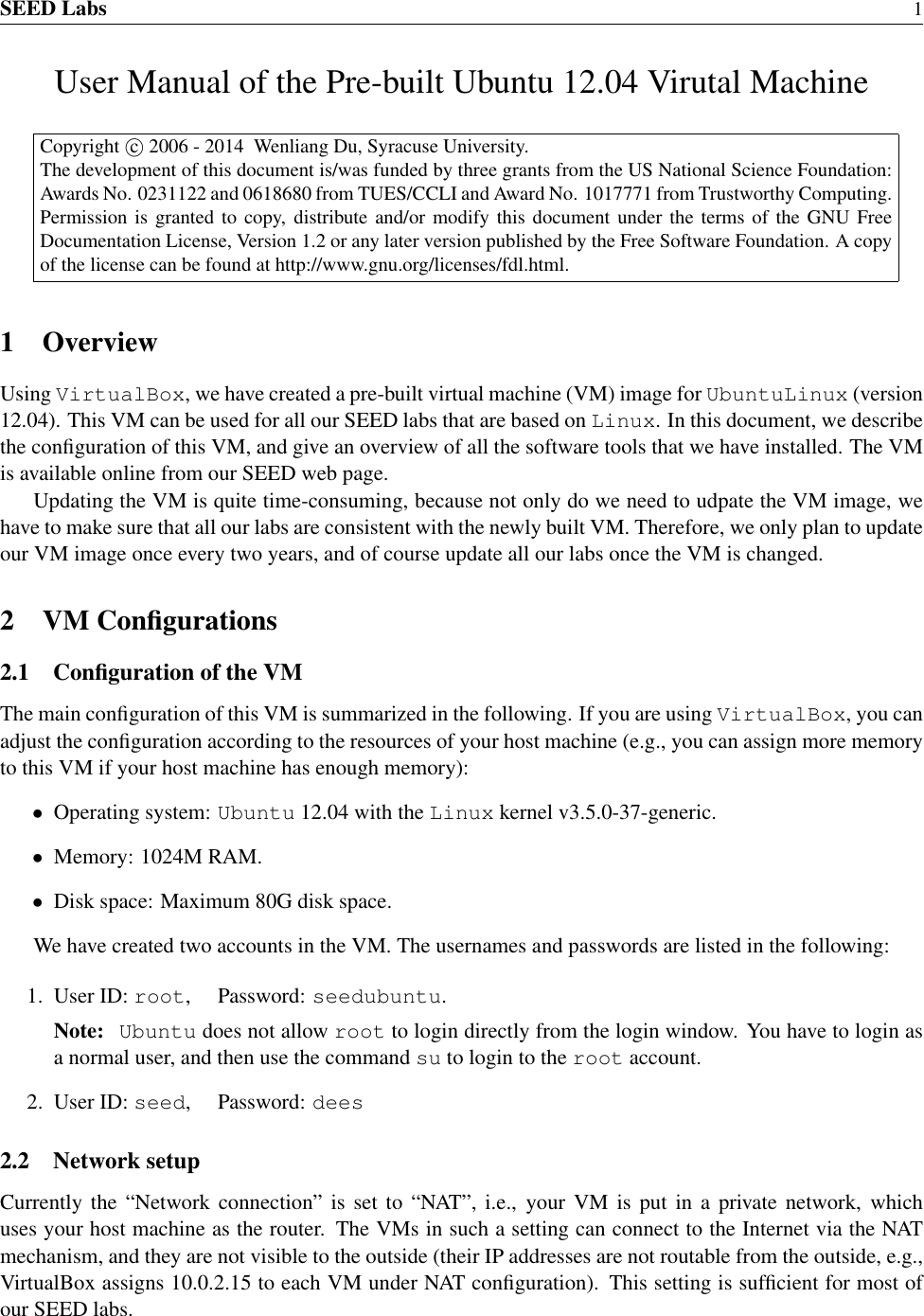 Page 1 of 5 - Ubuntu12 04 VM Manual