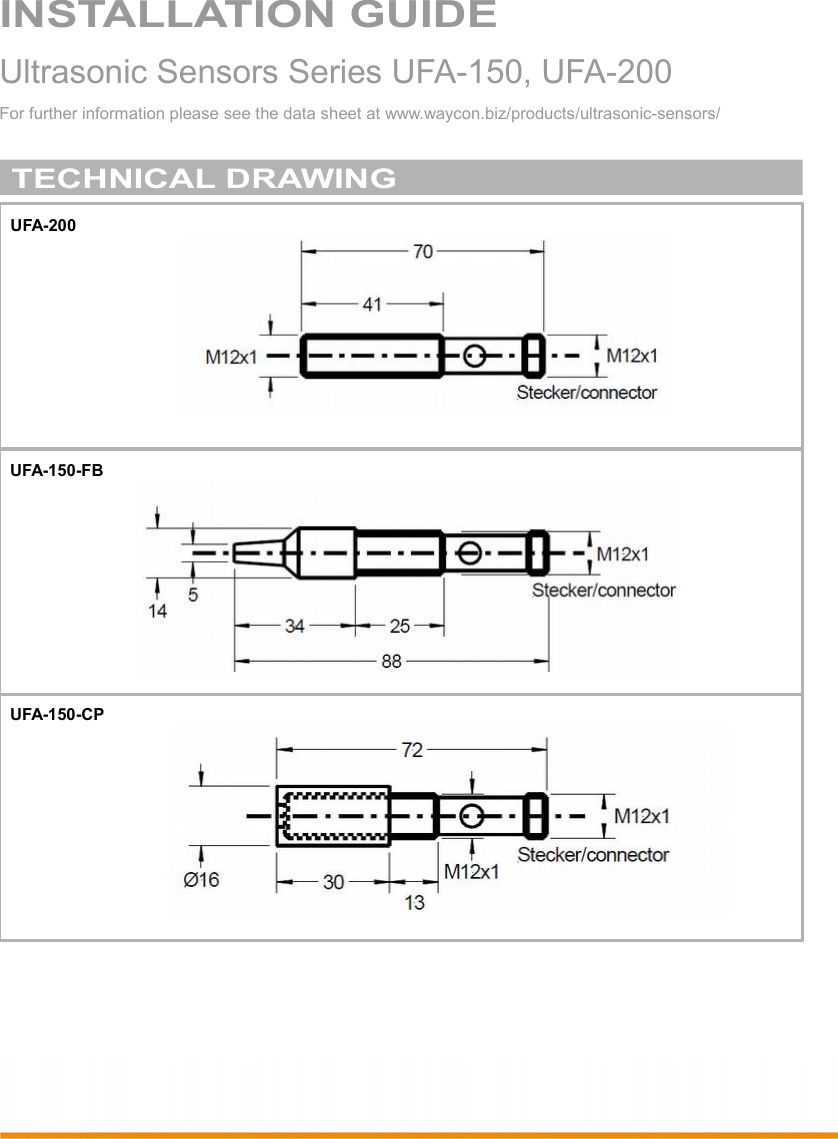 Page 2 of 8 - Installation Guide UFA-150, UFA-200 Ultrasonic-Sensor-UFA150-UFA200-Installation-Guide