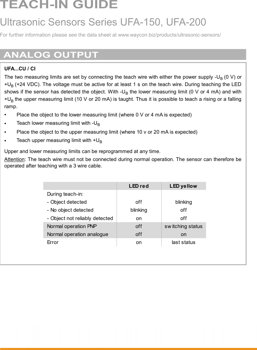 Page 4 of 8 - Installation Guide UFA-150, UFA-200 Ultrasonic-Sensor-UFA150-UFA200-Installation-Guide