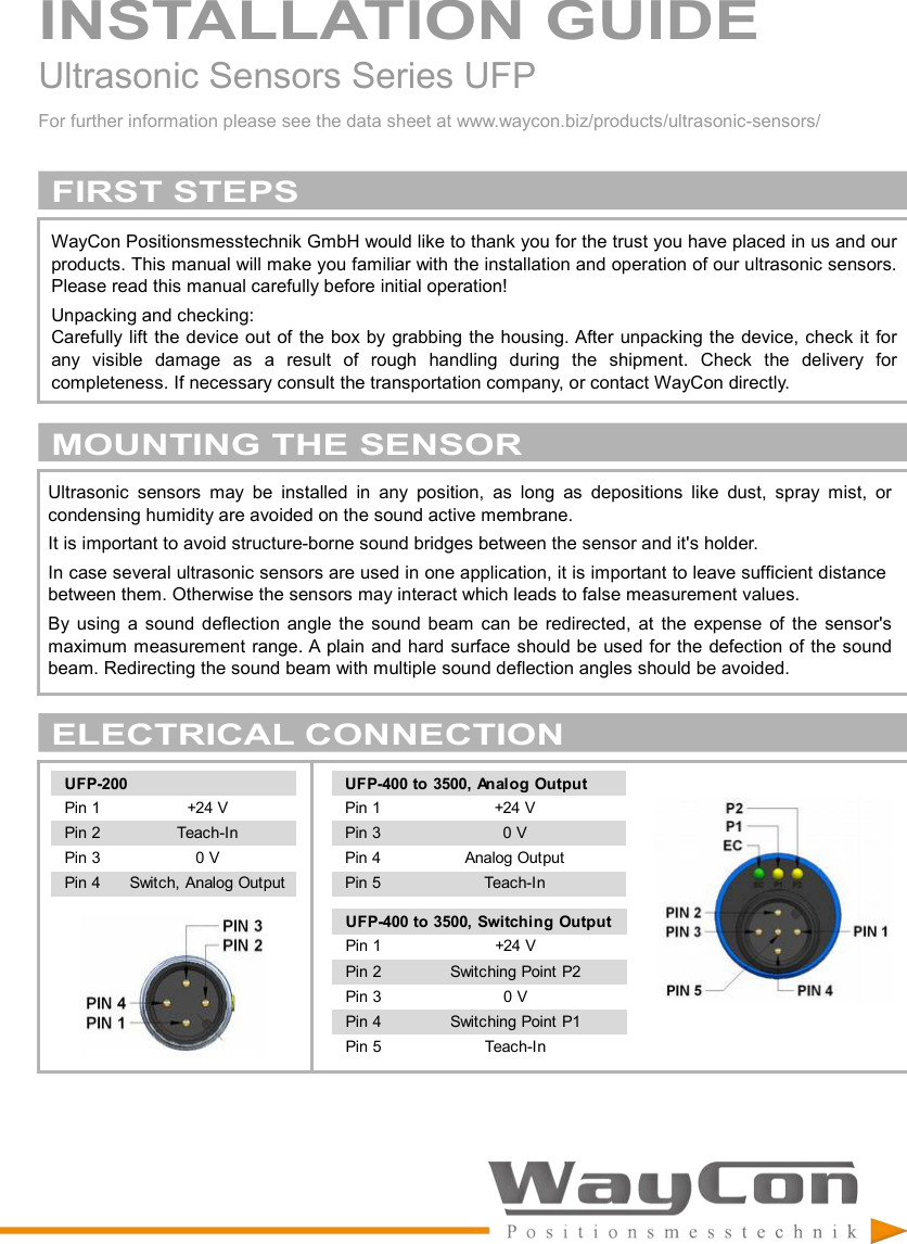 Page 1 of 8 - Installation Guide UFP Ultrasonic-Sensor-UFP-Installation-Guide