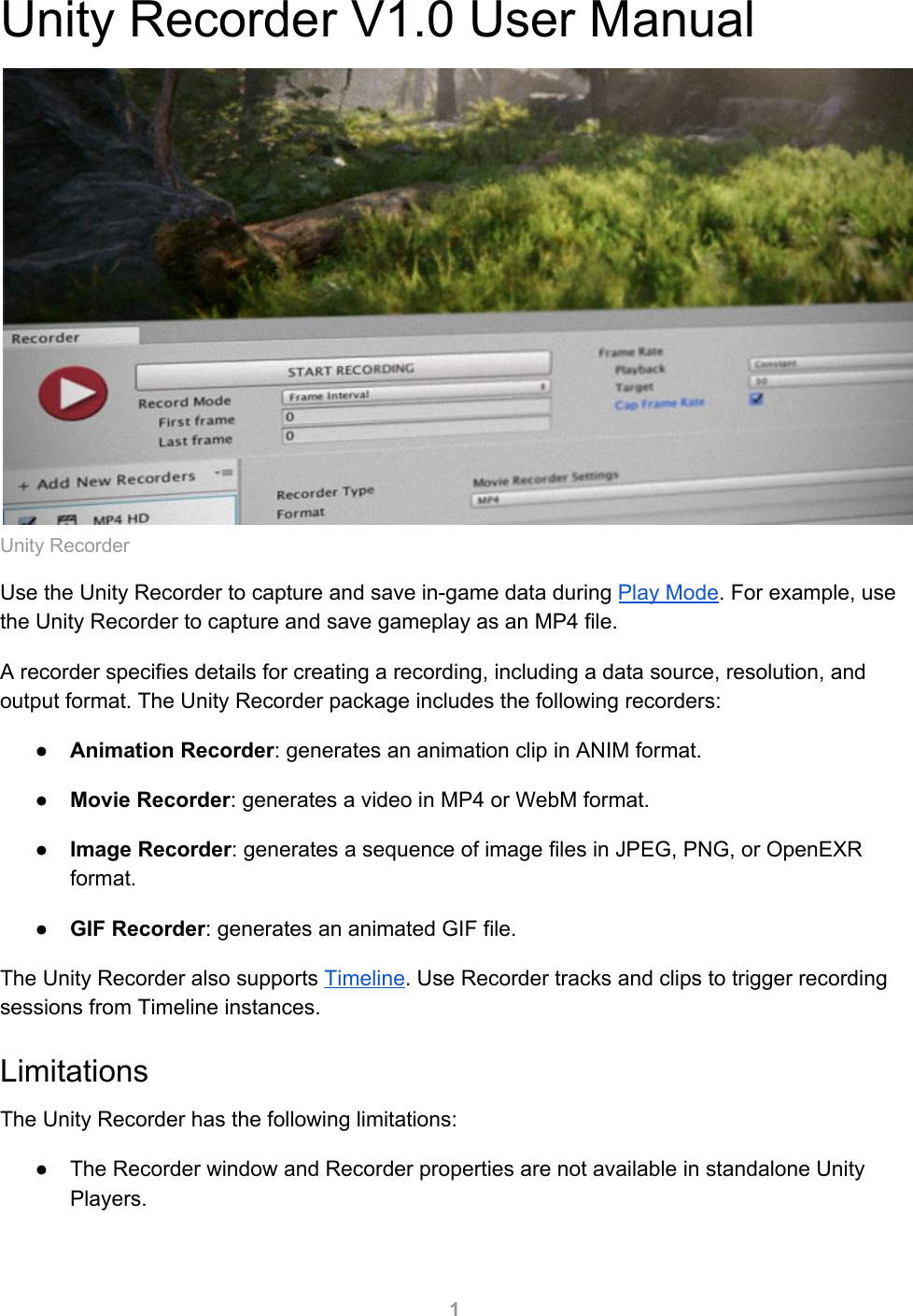 Page 1 of 12 - Unity Recorder V1User Manual