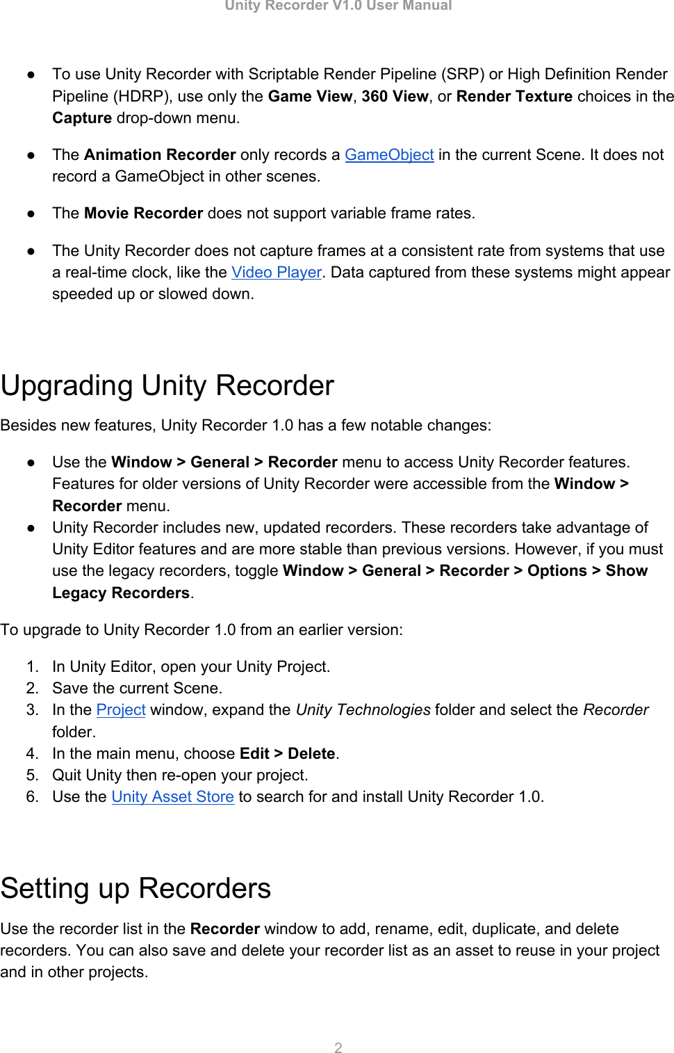 Page 2 of 12 - Unity Recorder V1User Manual