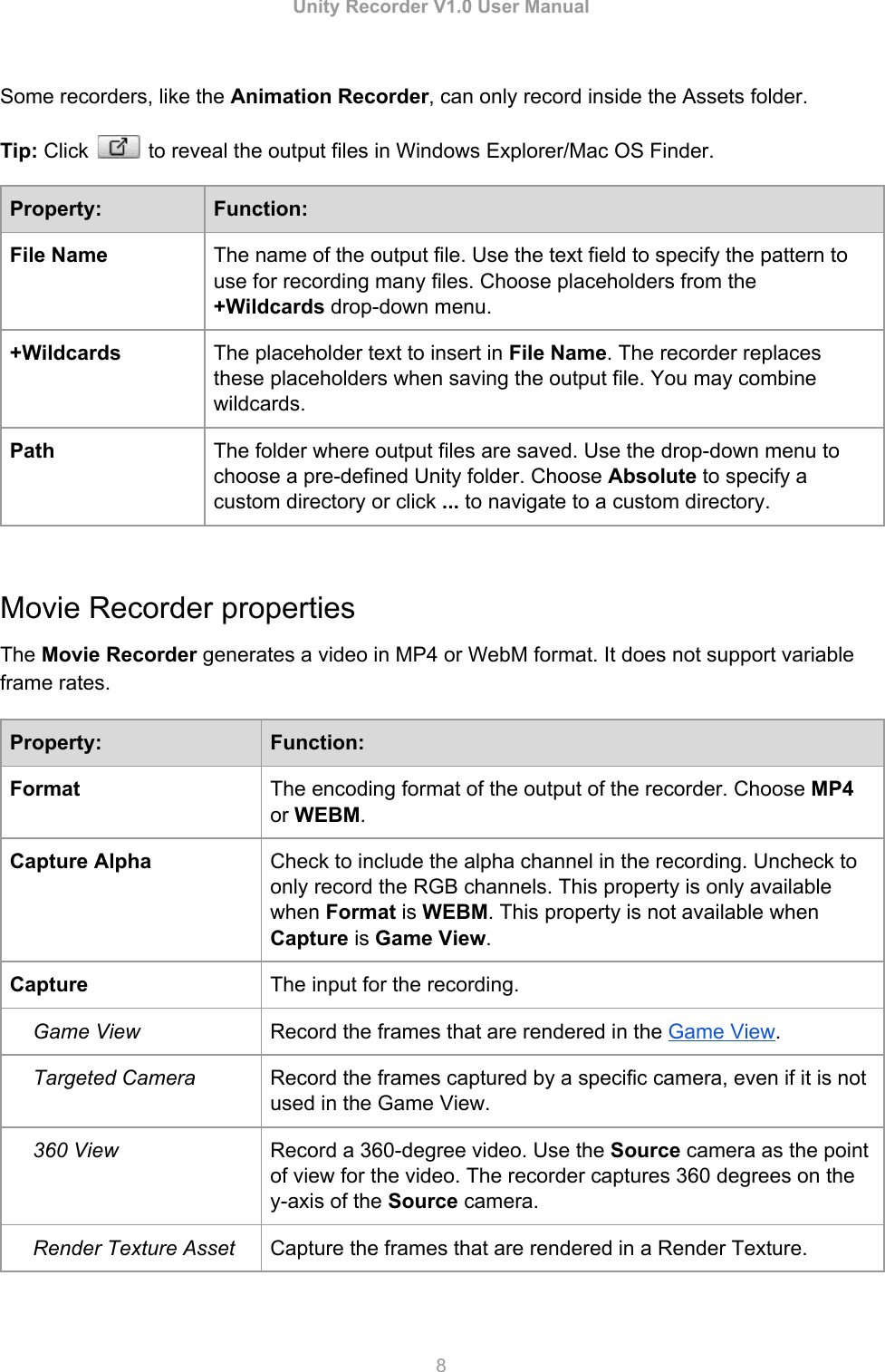 Page 8 of 12 - Unity Recorder V1User Manual