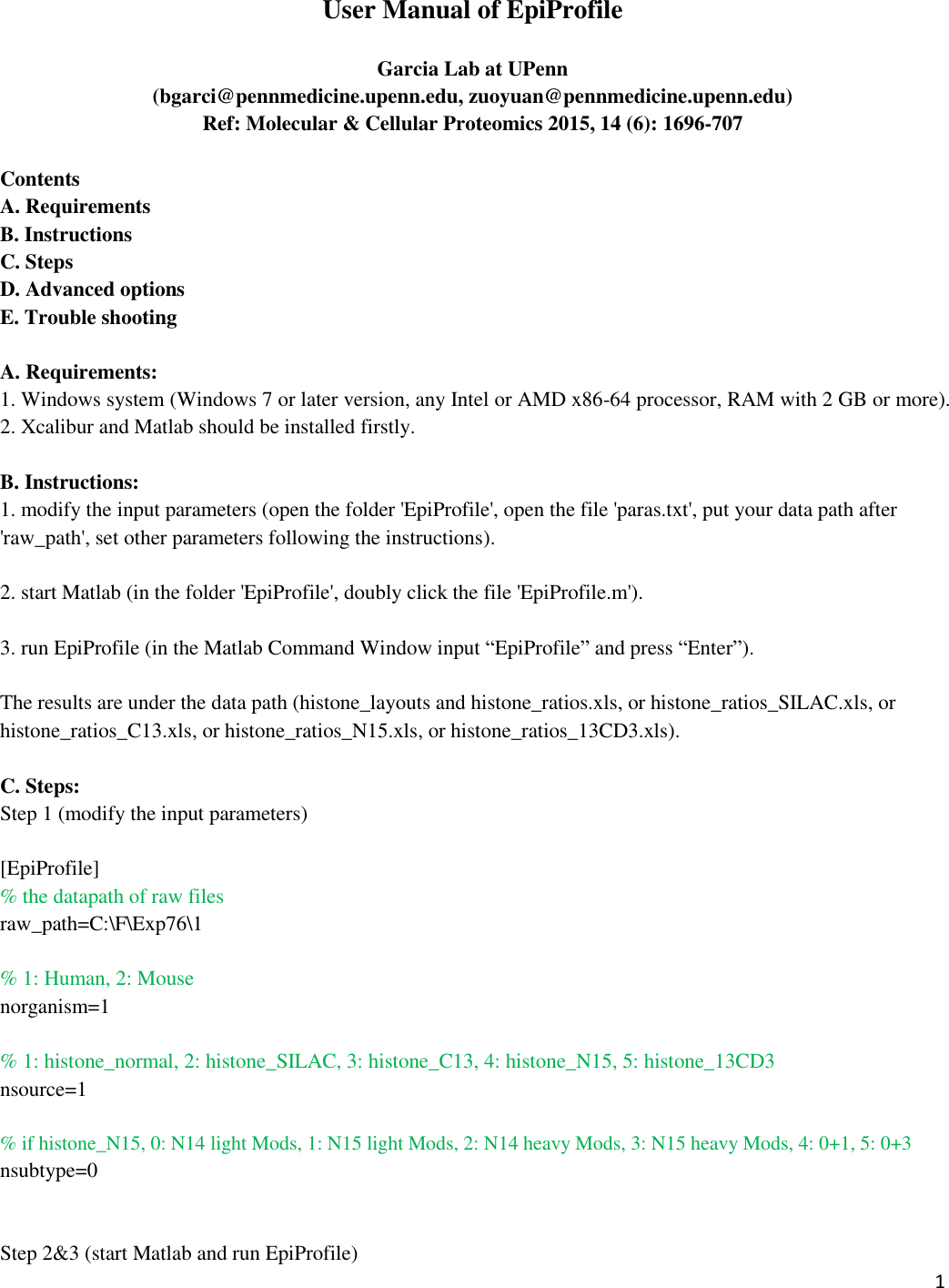 Page 1 of 4 - User Manual Of Epi Profile