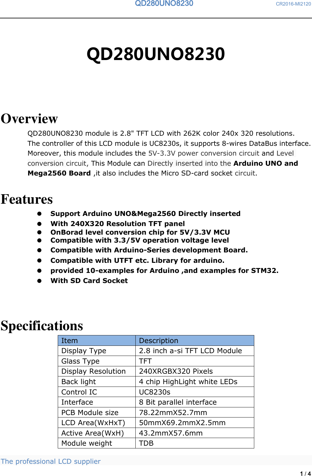 Page 1 of 4 - User Manual-QD280UNO8230