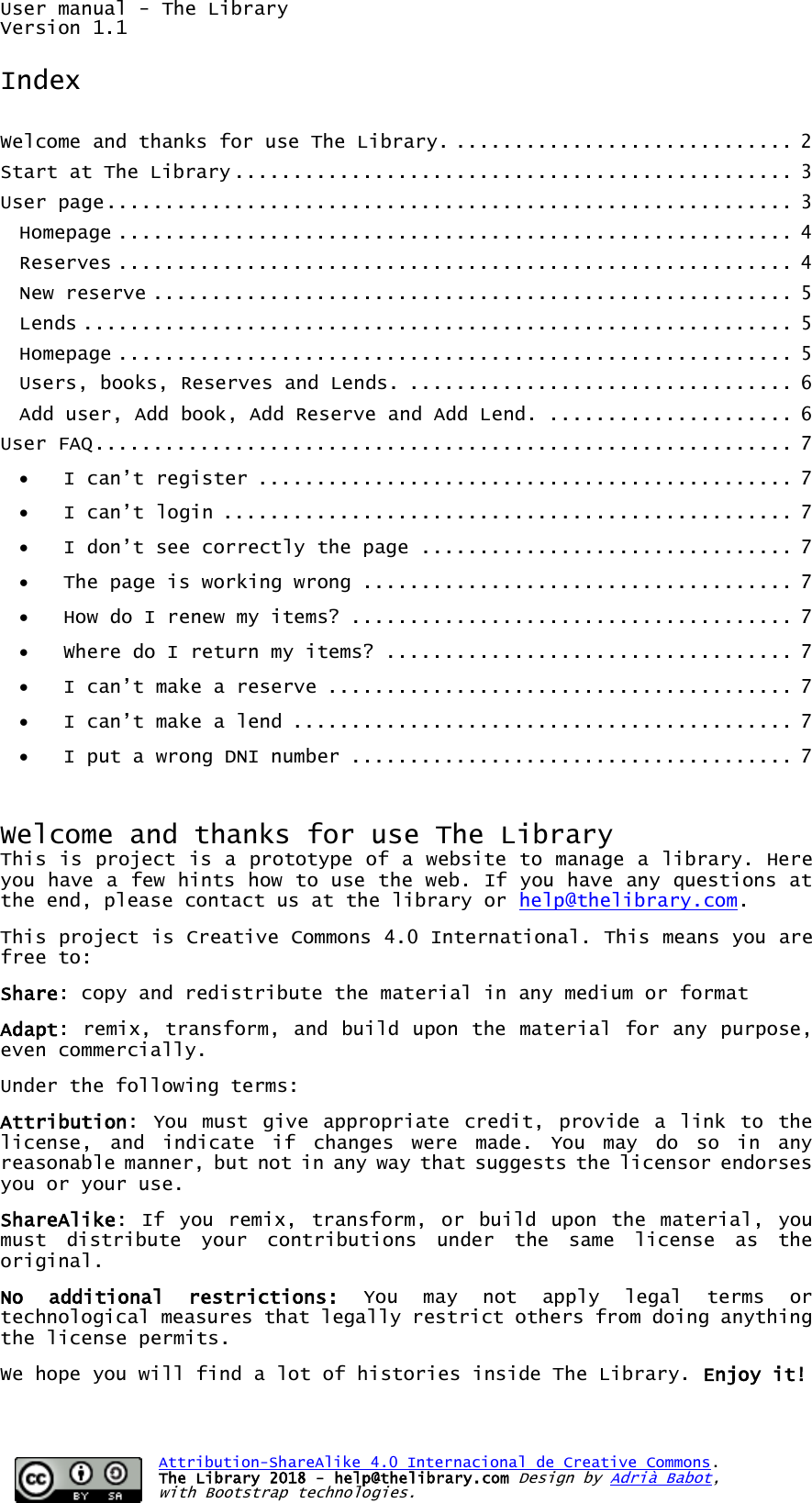 Page 2 of 7 - User Manual The Library