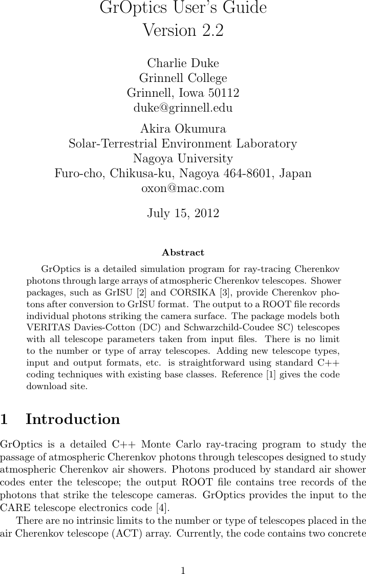 Page 1 of 11 - UsersGuideGrOptics.dvi Users Guide Gr Optics