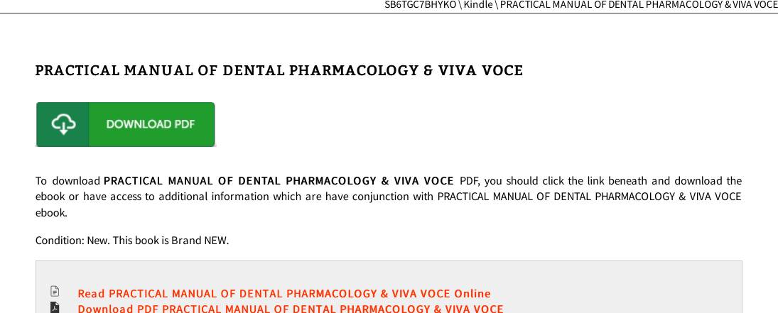 Page 2 of 3 - Book PRACTICAL MANUAL OF DENTAL PHARMACOLOGY & VIVA VOCE # WTH8ZRLY2KM0 VLH3z Gnu W-practical-manual-of-dental-pharmacology-amp-viva-doc