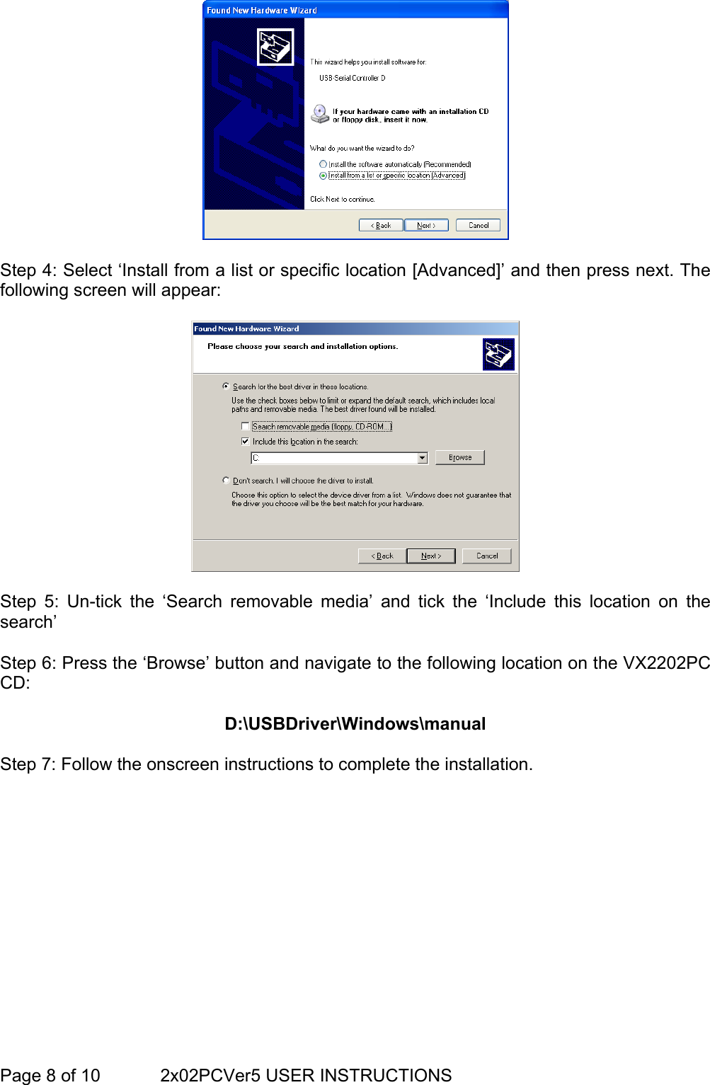 Page 8 of 10 - VX2202 Digital Door Panel PC Interface Software VX2200 Prog Guide