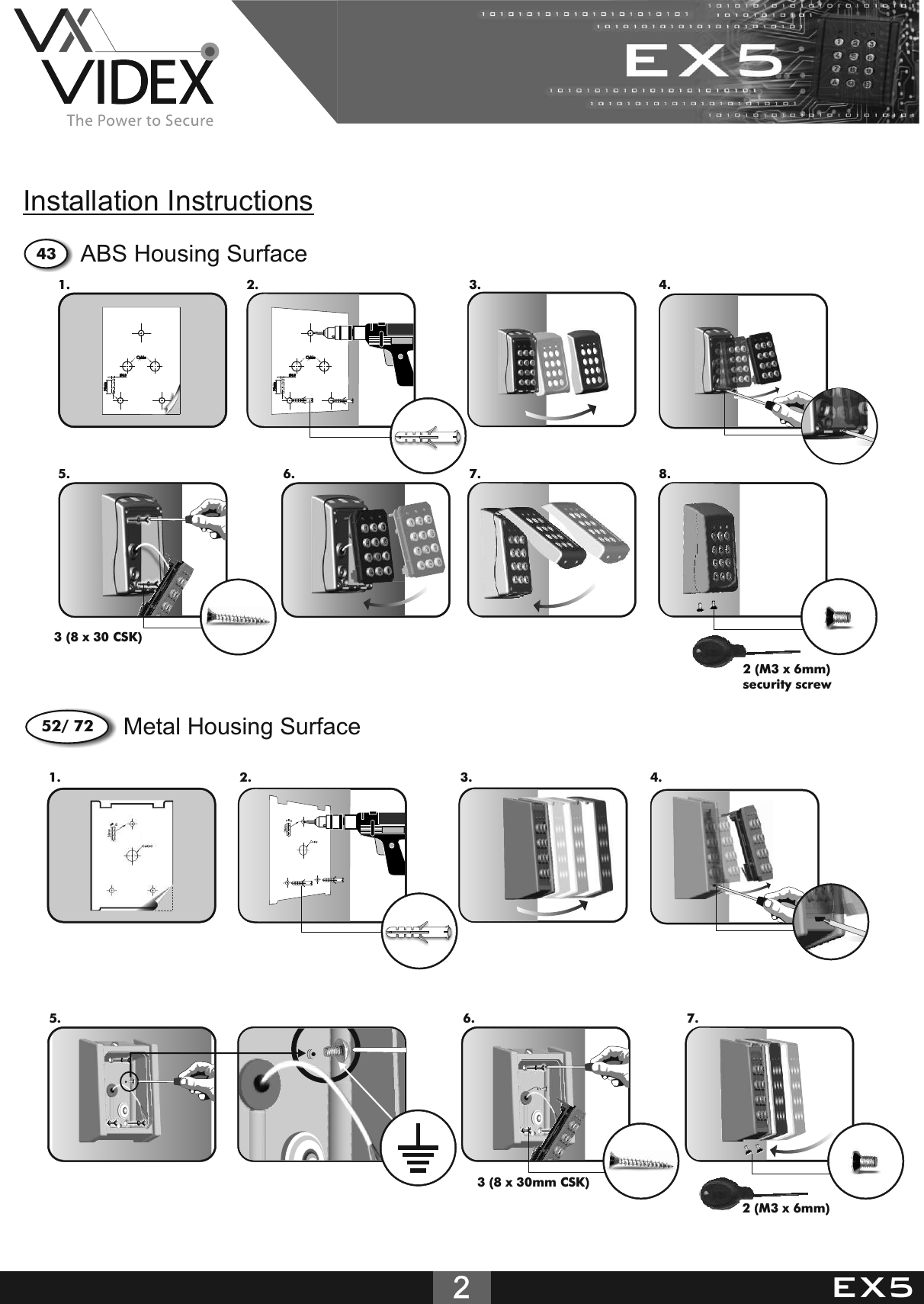 Page 2 of 8 - EX5 Videx Keypad Technical Manual