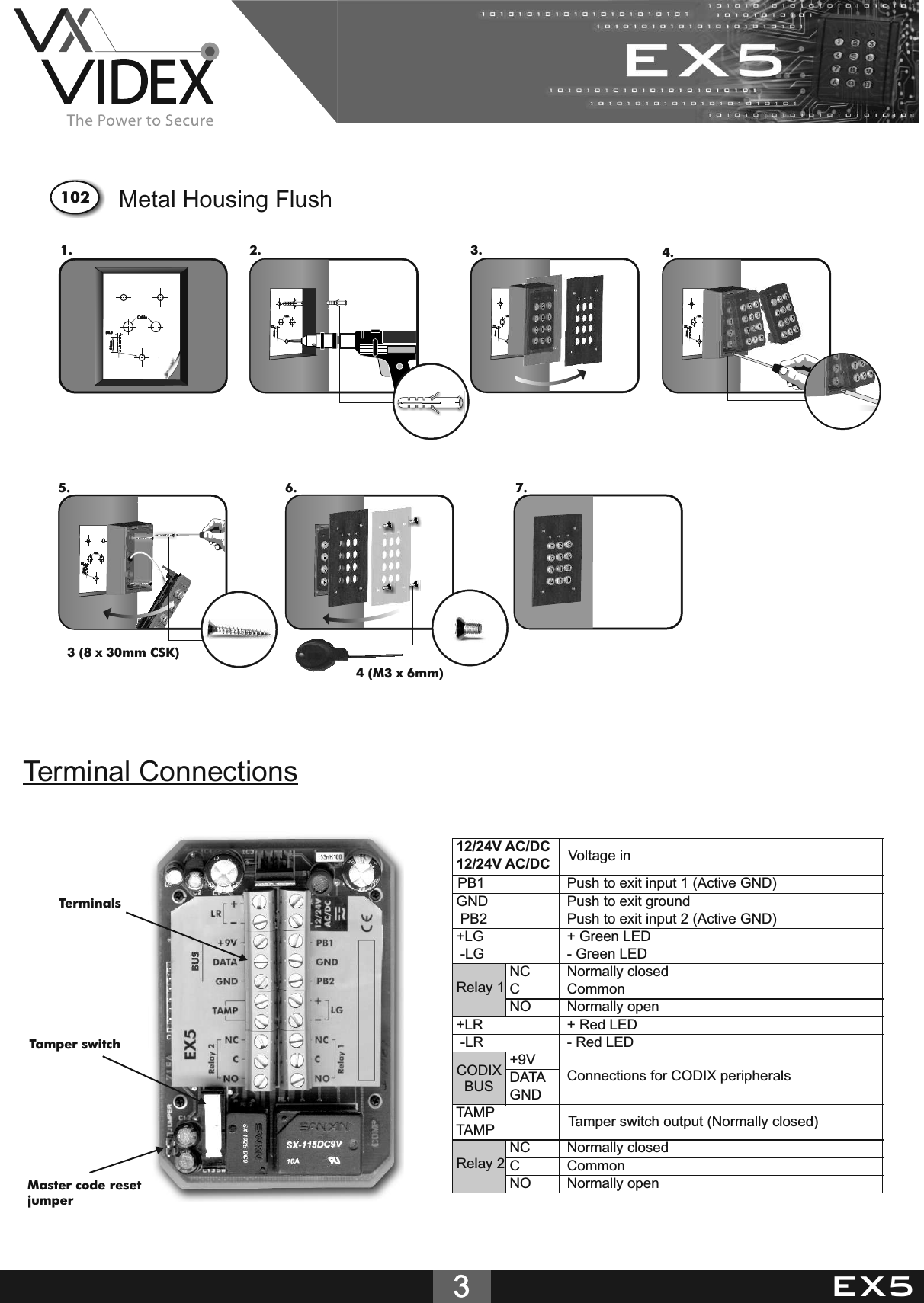 Page 3 of 8 - EX5 Videx Keypad Technical Manual