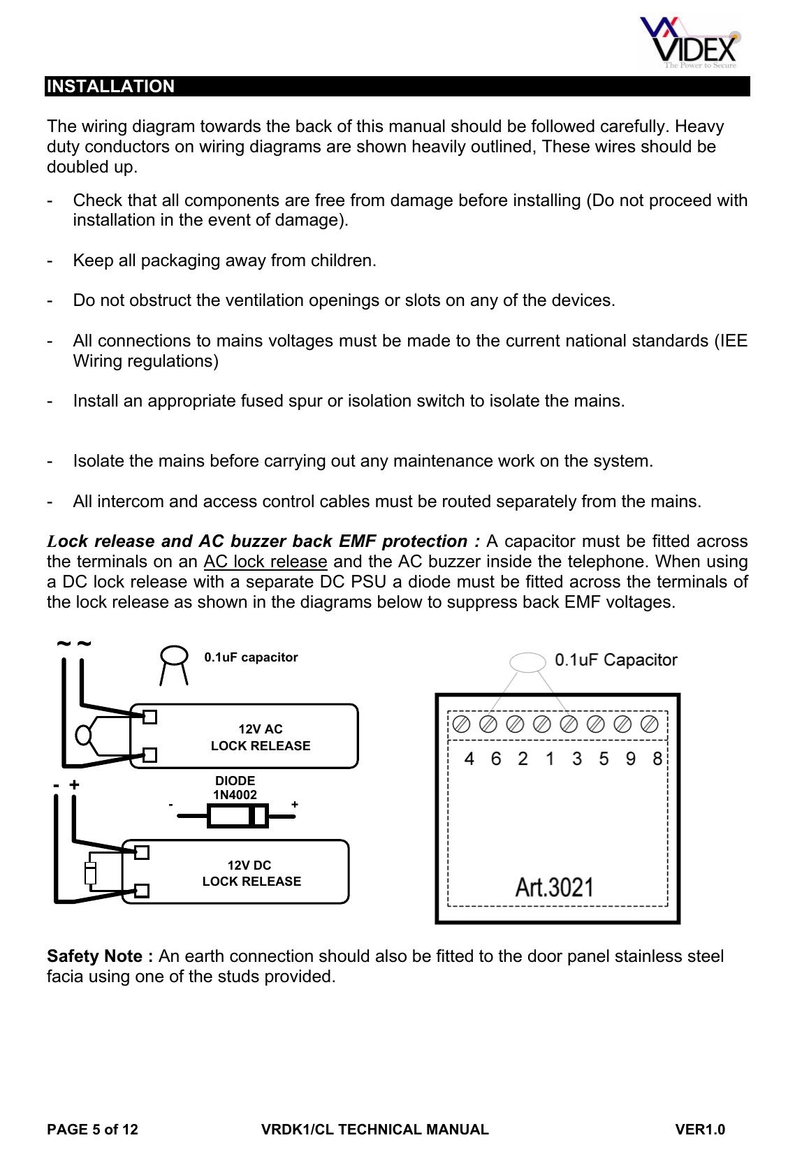 Page 5 of 12 - VRDK1CLManual Videx-VRDK1CL-Manual-with-codelock
