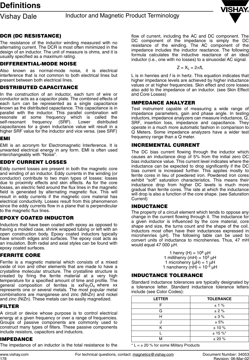 Vishay Inductor Guide