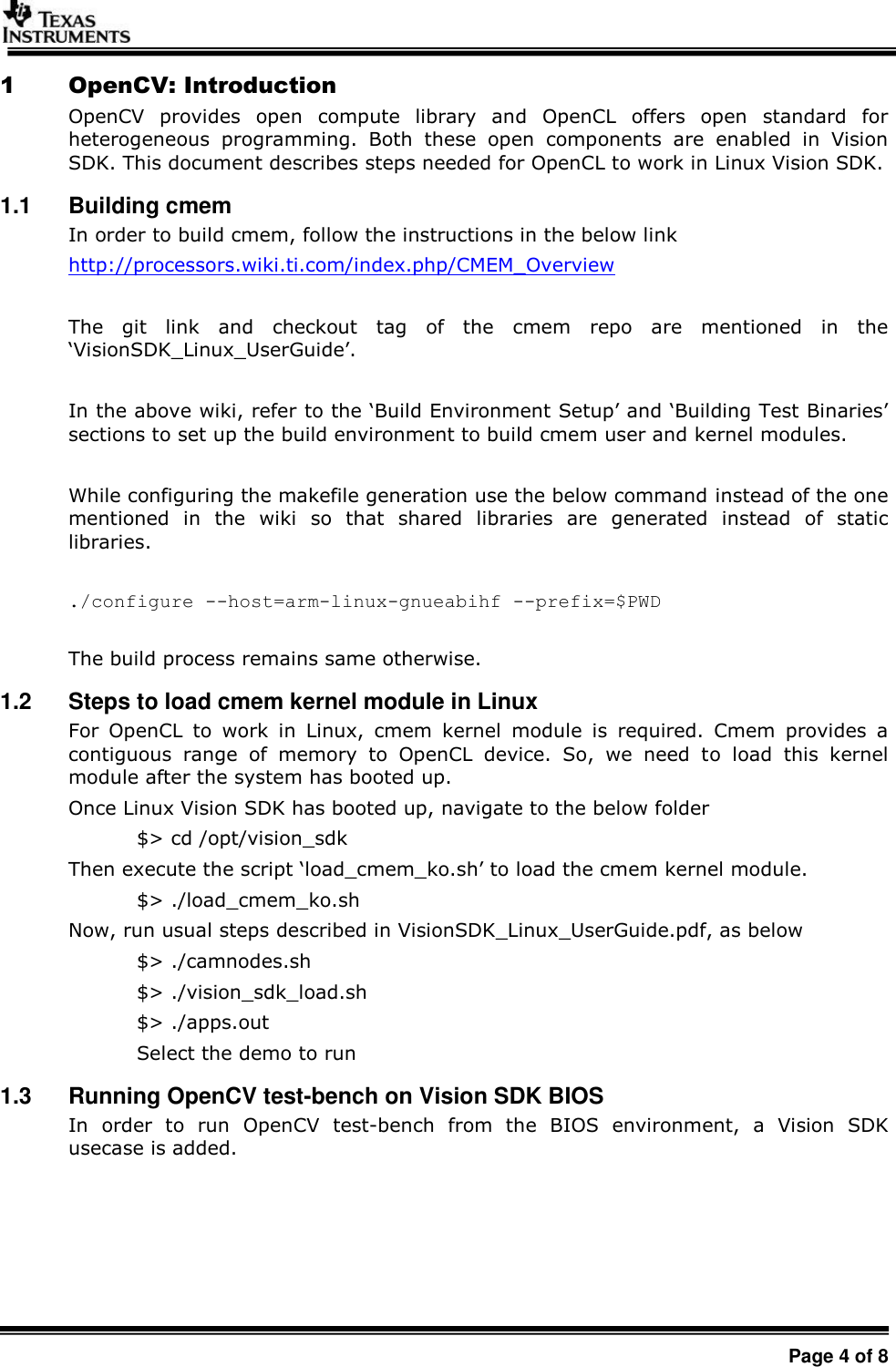 Page 4 of 8 - VisionSDK_ISS_SensorFrameWork Vision SDK User Guide Opencx