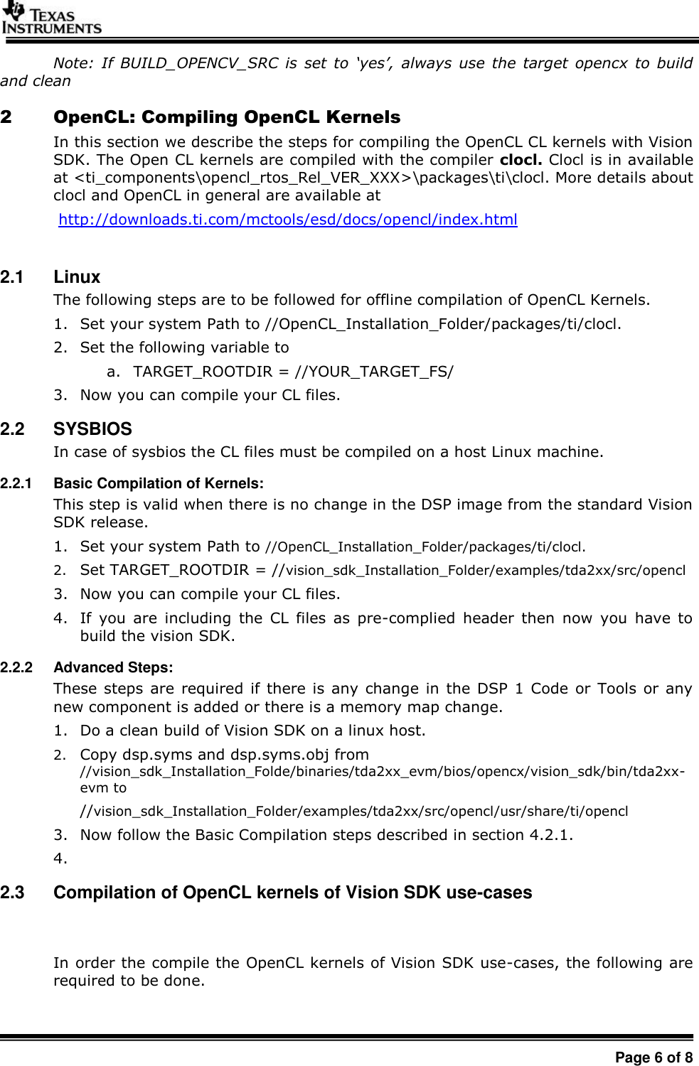 Page 6 of 8 - VisionSDK_ISS_SensorFrameWork Vision SDK User Guide Opencx