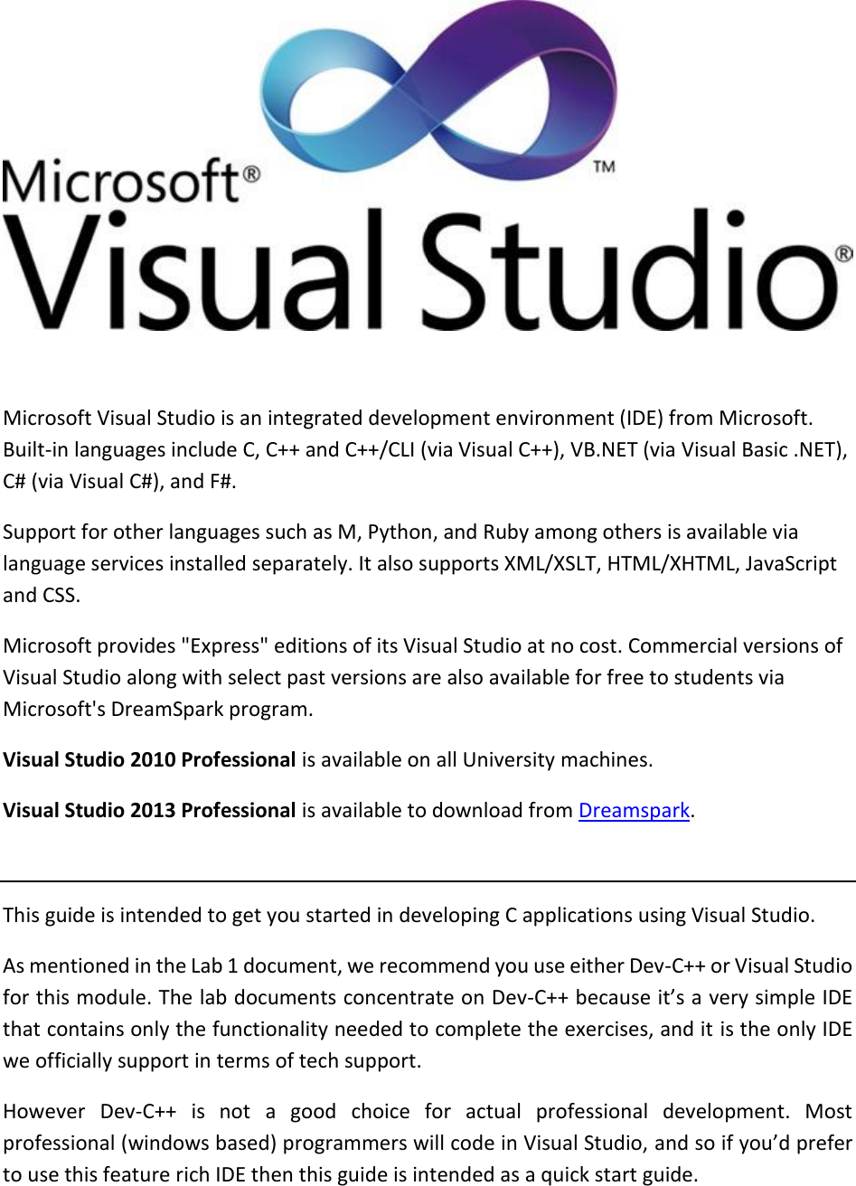 Page 2 of 7 - Visual Studio Guide