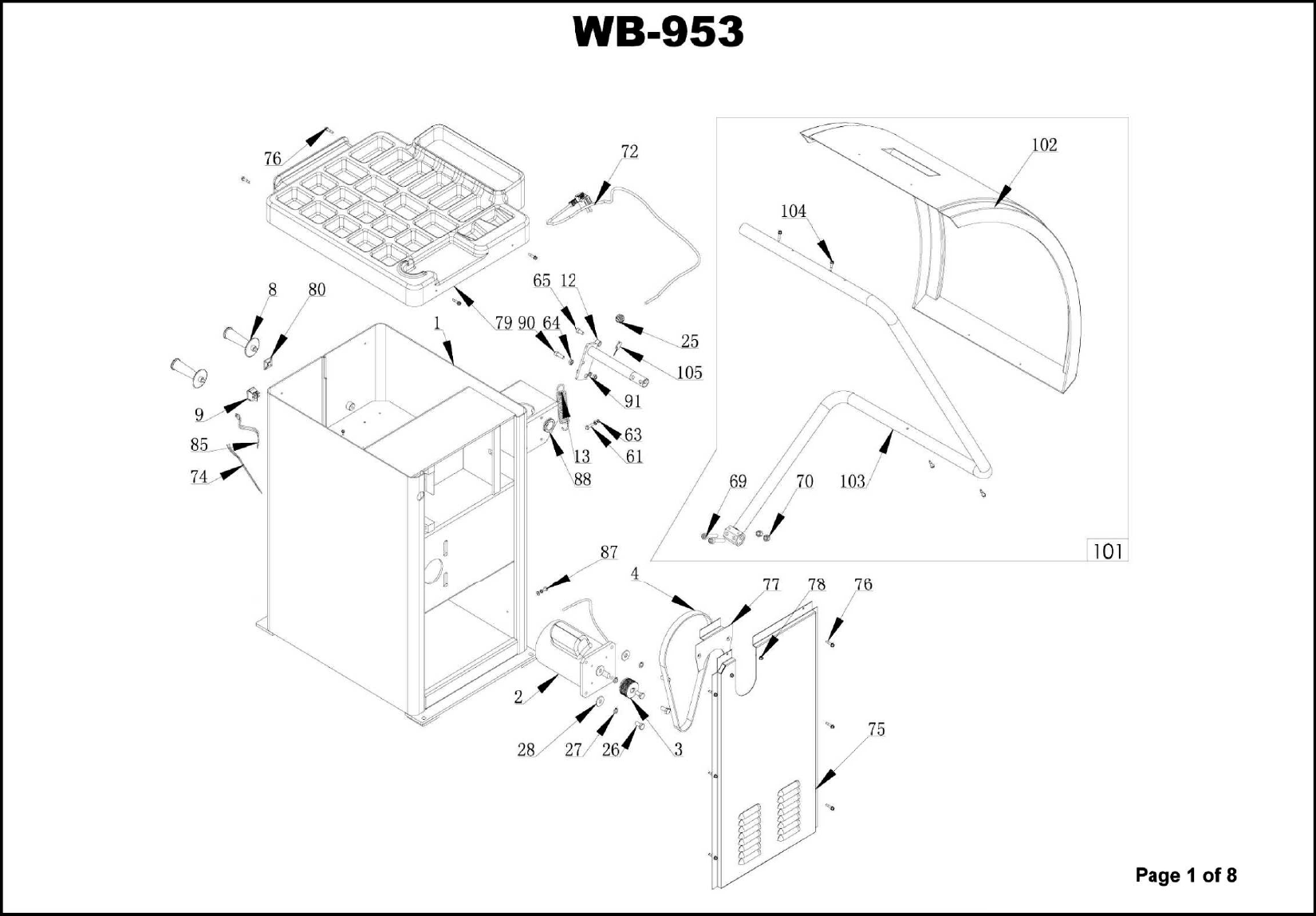 Page 1 of 8 - WB-953-8 WB-953_parts WB-953 Parts