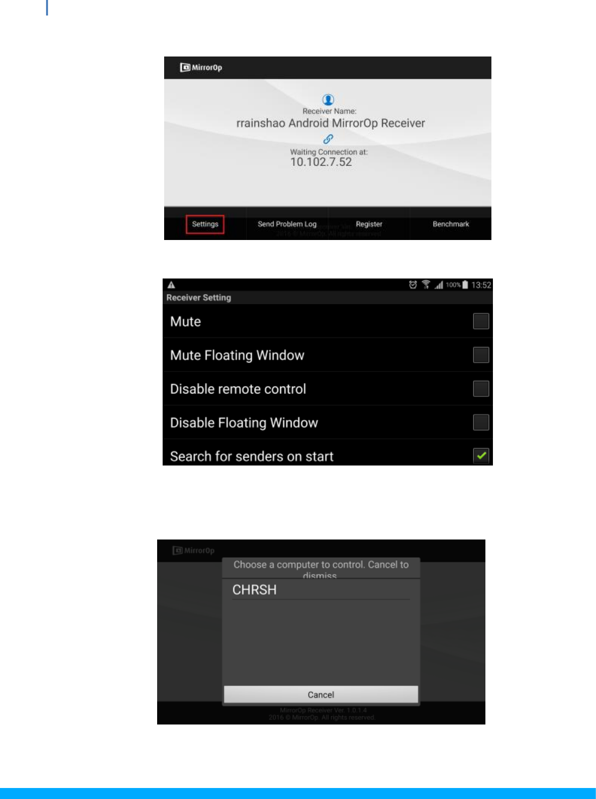 Mirrorop receiver beta