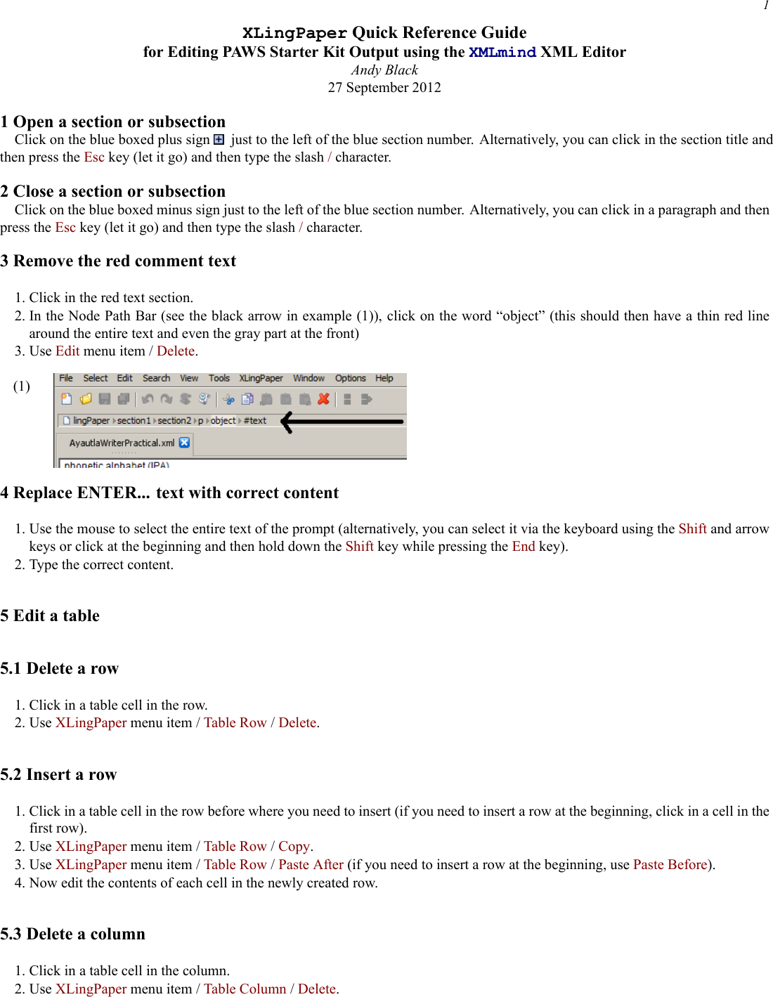 Page 1 of 5 - XLing Paper PAWSQuick Reference Guide
